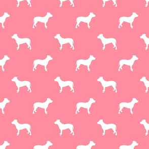 pitbull silhouette fabric dog dogs fabric - flamingo pink