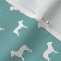 pitbull silhouette fabric dog dogs fabric - gulf blue