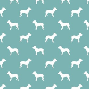 pitbull silhouette fabric dog dogs fabric - gulf blue
