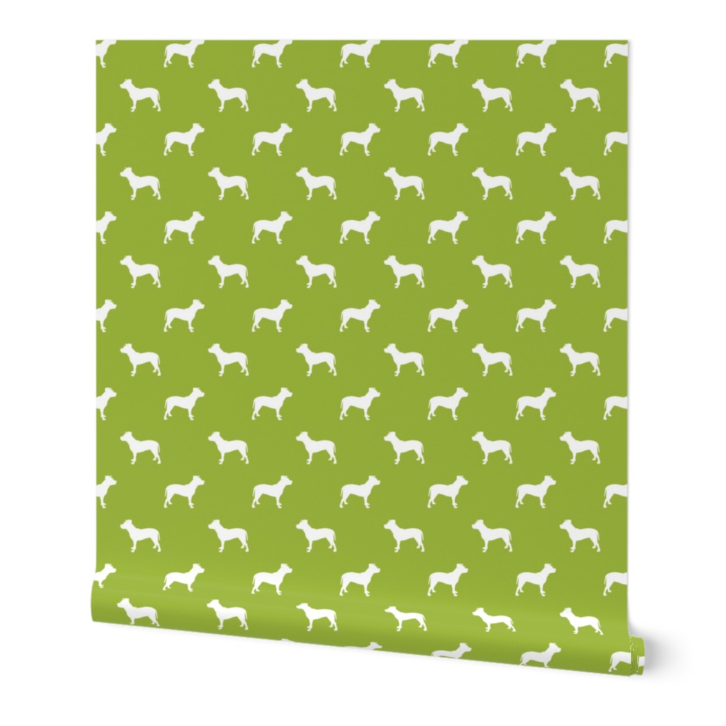 pitbull silhouette fabric dog dogs fabric - lime green