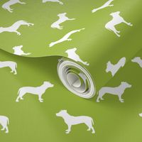 pitbull silhouette fabric dog dogs fabric - lime green
