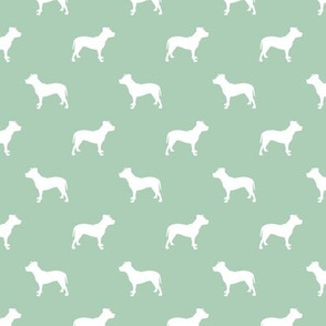 pitbull silhouette fabric dog dogs fabric - mint green