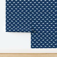 pitbull silhouette fabric dog dogs fabric - navy