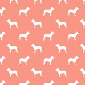 pitbull silhouette fabric dog dogs fabric - peach