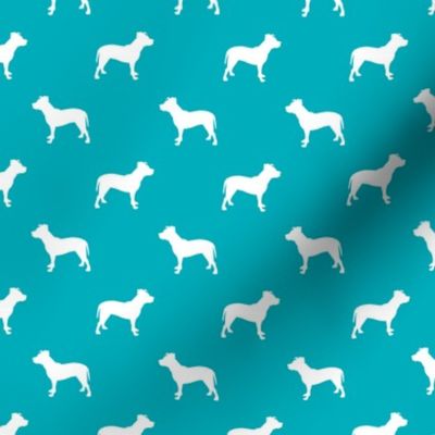 pitbull silhouette fabric dog dogs fabric - peacock