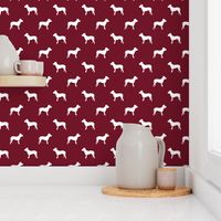 pitbull silhouette fabric dog dogs fabric - ruby red