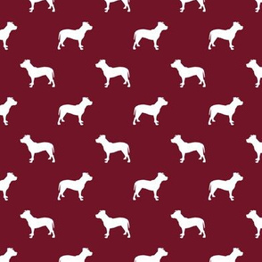 pitbull silhouette fabric dog dogs fabric - ruby red