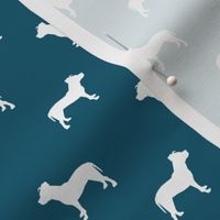 pitbull silhouette fabric dog dogs fabric - sapphire blue
