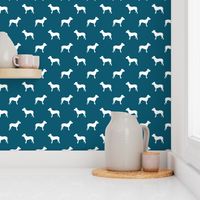 pitbull silhouette fabric dog dogs fabric - sapphire blue