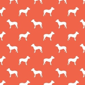 pitbull silhouette fabric dog dogs fabric - scarlet