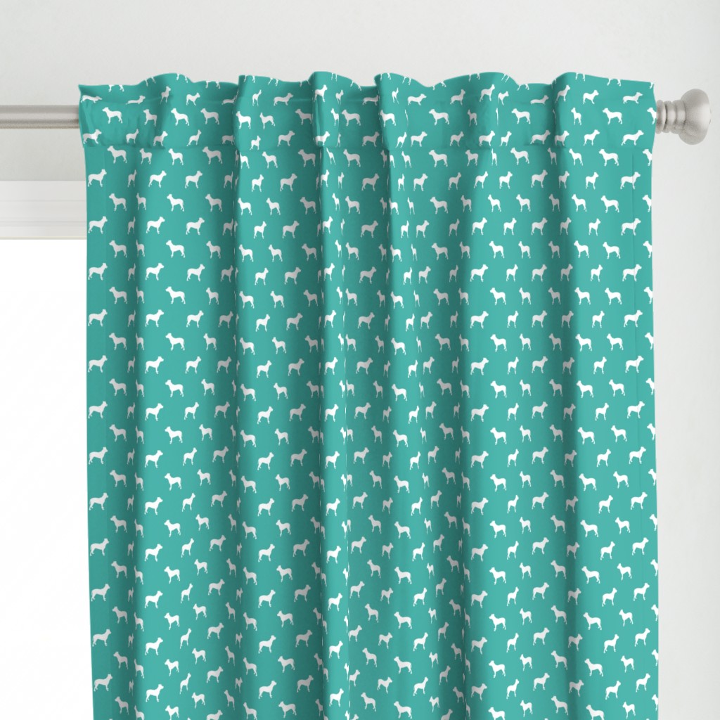 pitbull silhouette fabric dog dogs fabric - turquoise