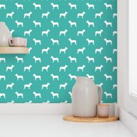 pitbull silhouette fabric dog dogs fabric - turquoise