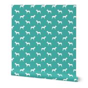 pitbull silhouette fabric dog dogs fabric - turquoise