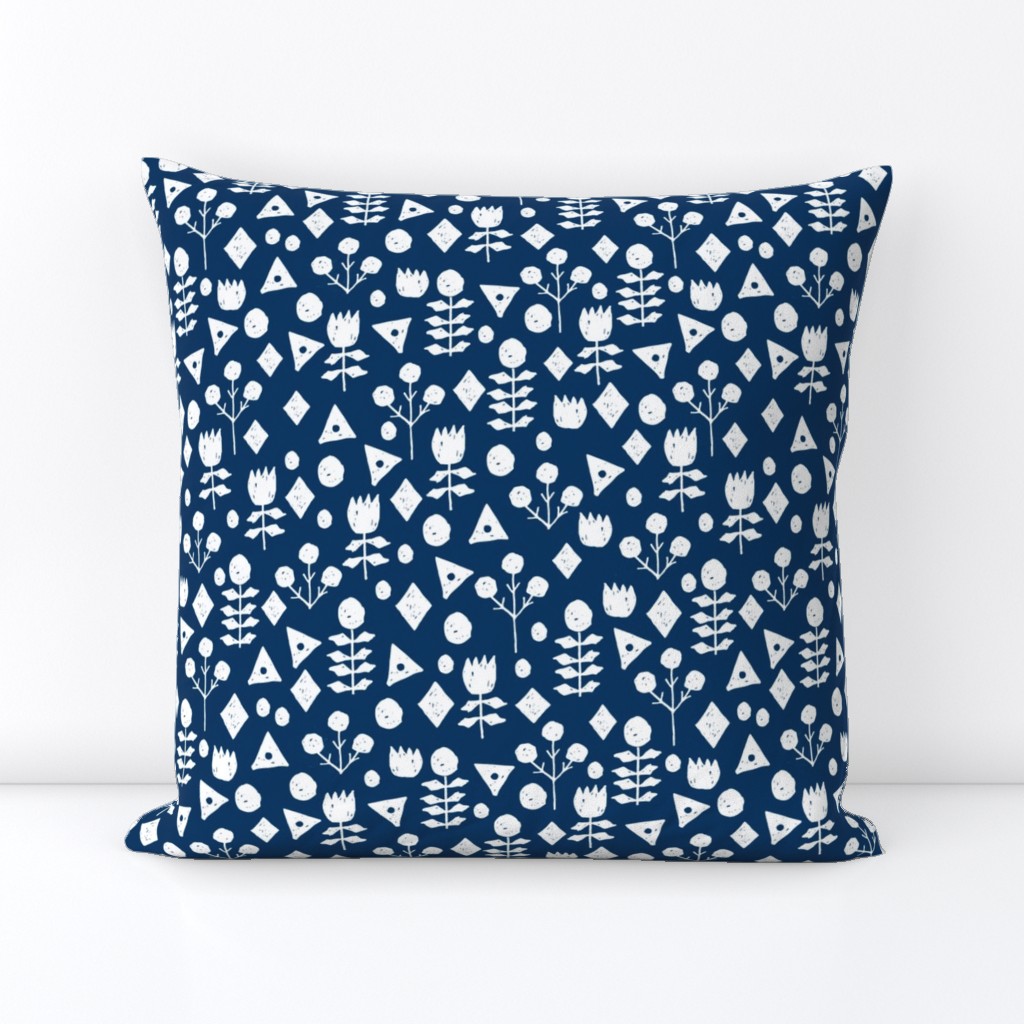 geo florals // navy and white geometric floral pattern