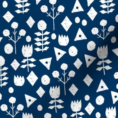 geo florals // navy and white geometric floral pattern