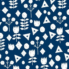 geo florals // navy and white geometric floral pattern