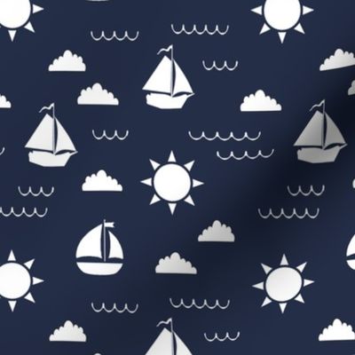 Sailboat Bay // Navy Blue