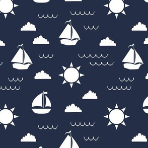 Sailboat Bay // Navy Blue