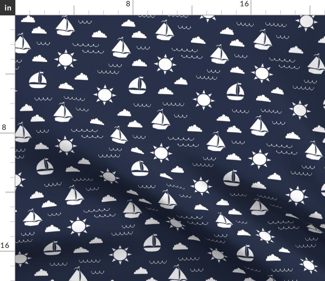 Sailboat Bay // Navy Blue