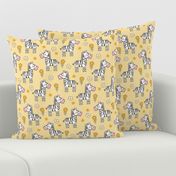 Zebra Horse With Flowers  Floral On Yellow