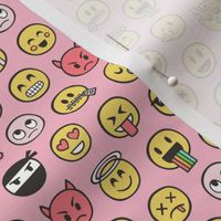 Smiley Emoticon Emoji Doodle on Pink Tiny Small