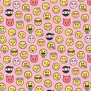 Smiley Emoticon Emoji Doodle on Pink Tiny Small