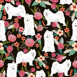 samoyed dogs fabric floral dog design 