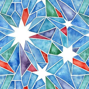 Stained Glass Star Watercolor - Multicolor