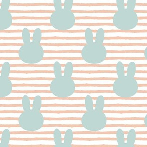 bunny on stripes || peach