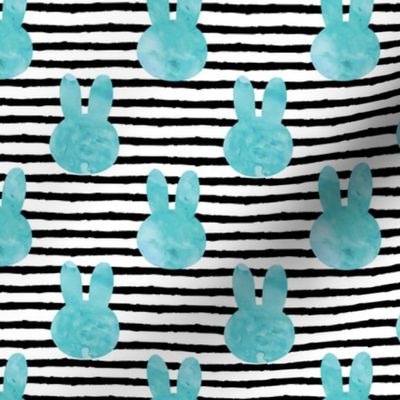 bunny on stripes || watercolor blues