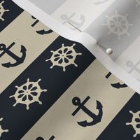 Ship Wheels & Anchors  // Khaki & Dark Navy