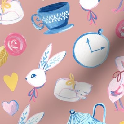 Alice in Wonderland/ ALice in Wonderland Fabric/ Bunny/ Romantic fabric