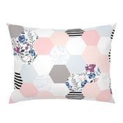 Hexi Wholecloth Floral & Stripes - Berry Meadow Floral
