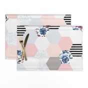 Hexi Wholecloth Floral & Stripes - Berry Meadow Floral