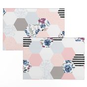 Hexi Wholecloth Floral & Stripes - Berry Meadow Floral