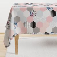 Hexi Wholecloth Floral & Stripes - Berry Meadow Floral