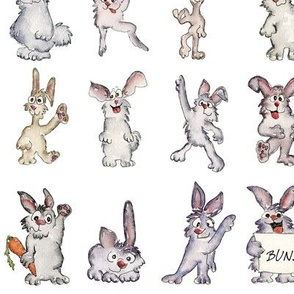 42 Cute Cartoon Rabbits Say Bunjour