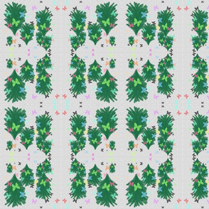 Painted Evergreens and Butterflies - Symmetry