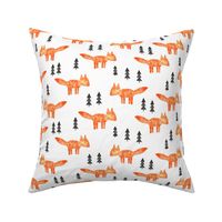 watercolor orange fox || woodland fabric
