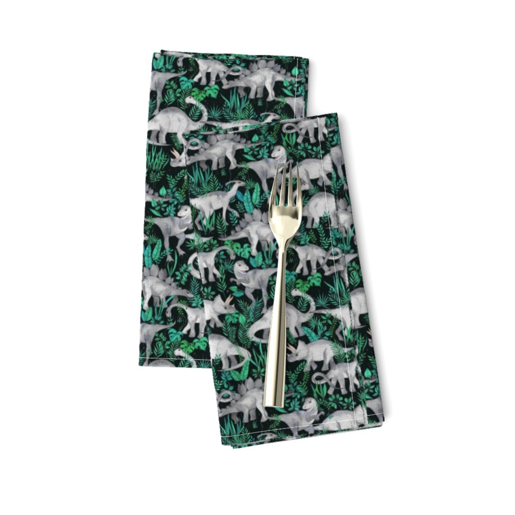 Dinosaur Jungle green and teal small print