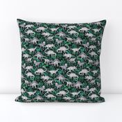 Dinosaur Jungle green and teal small print