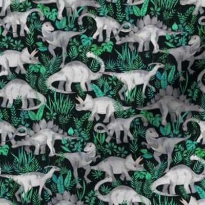 Dinosaur Jungle green and teal small print