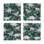 Dinosaur Jungle green and teal large print