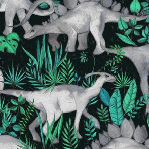 Dinosaur Jungle green and teal large print