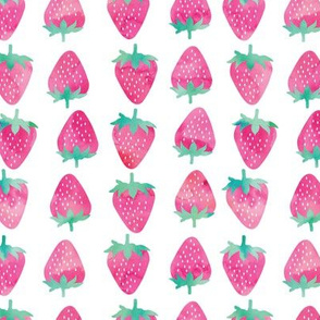 strawberries - pink watercolor 