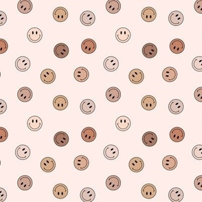 Tiny Micro Muted Tossed Smiley Faces in Skin Tones Colors