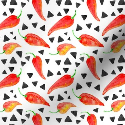 chili peppers with triangles || watercolor fabric 