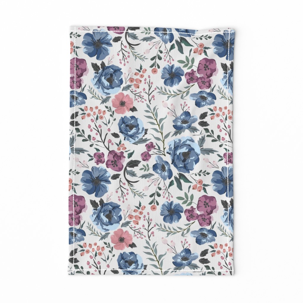 Berry Meadow Floral on Cream