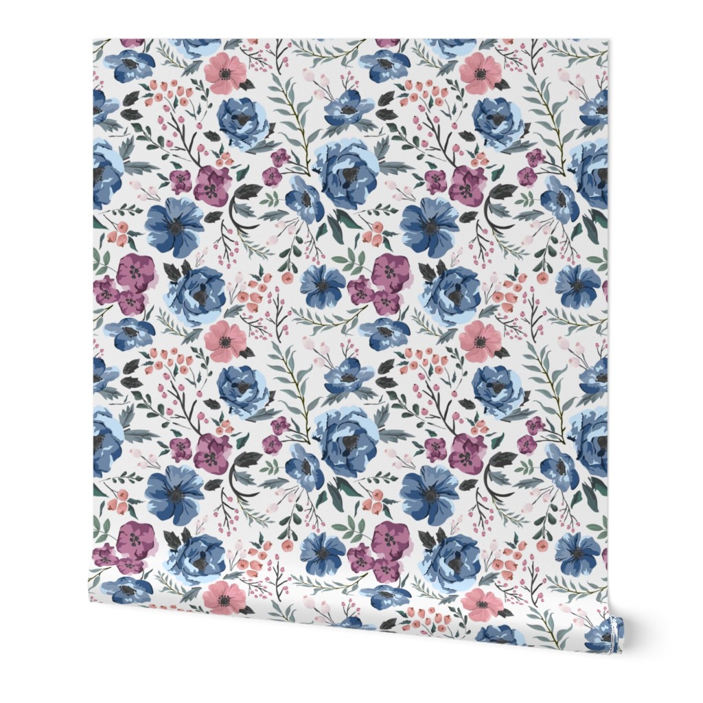 Berry Meadow Floral on Cream