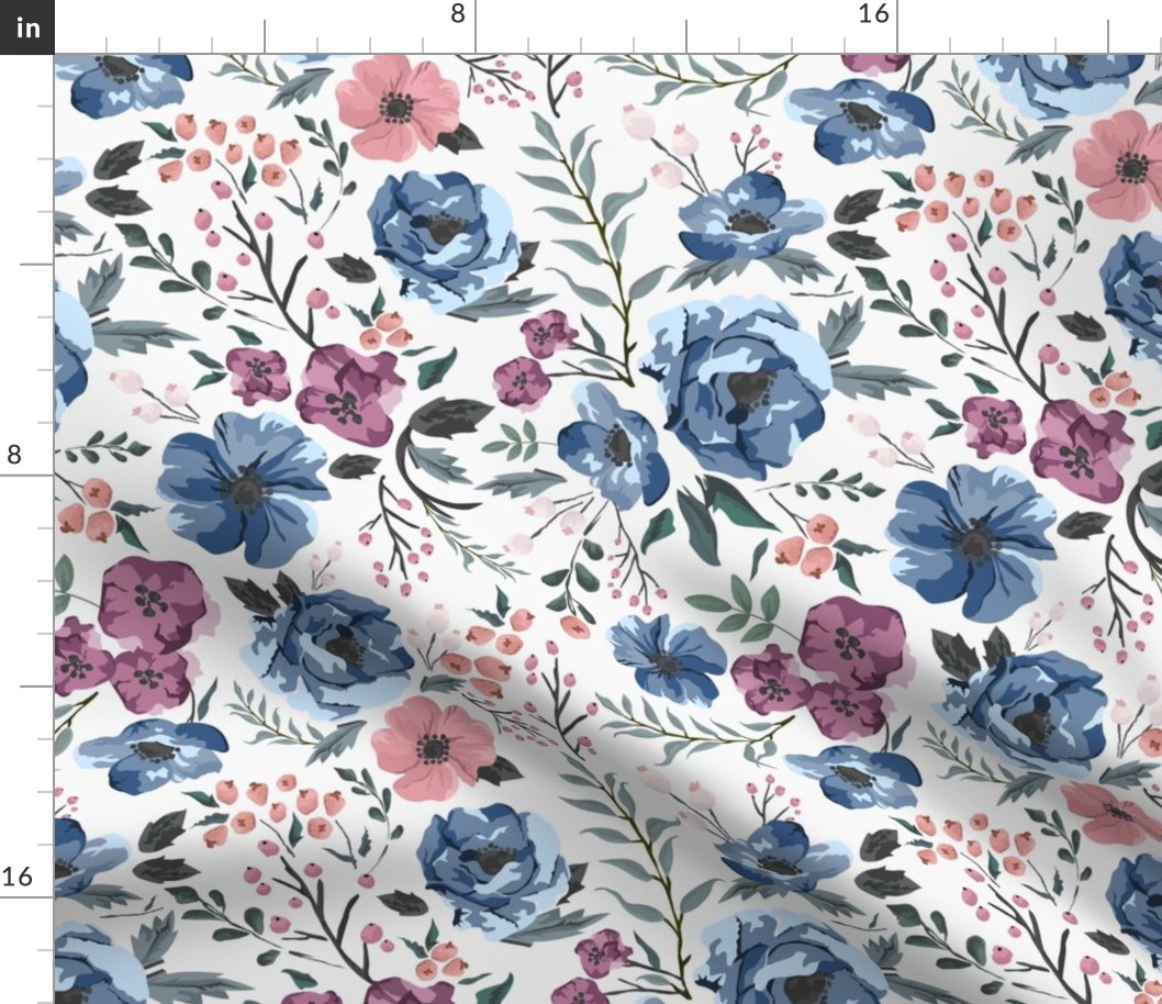 Berry Meadow Floral on Cream